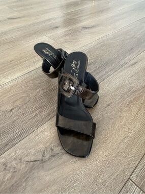 Donald J. Pliner Black Leather Heeled Mules – Vintage Y2K Style